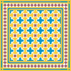 Mod 100 Ref 164 Faixa Rombos Branco Amarello Azul e Rosa Forte