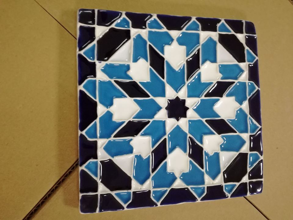 Handmade Collection Azulejo decorativo com relevo 14x14 cm 44