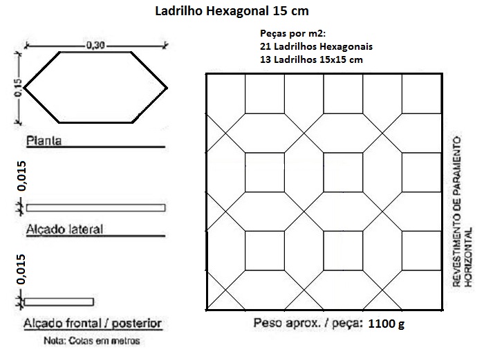 Ladrilho Hexagonal 15 cm